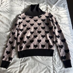 Women's Heart Pattern Turtleneck Sweater